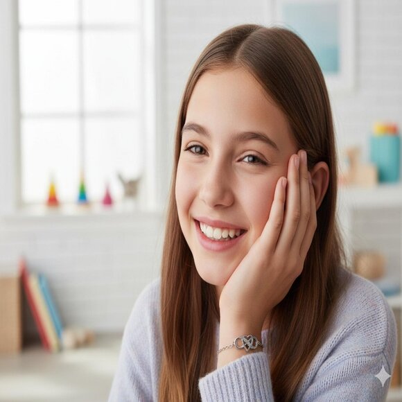 925 Sterling Silver Heart Bracelet, Elegant Adjustable Design - Picture 7 of 7